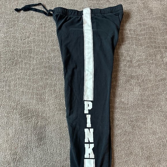 VICTORIAS SECRET PINK Black and White Women's size M Joggers - Picture 1 of 4